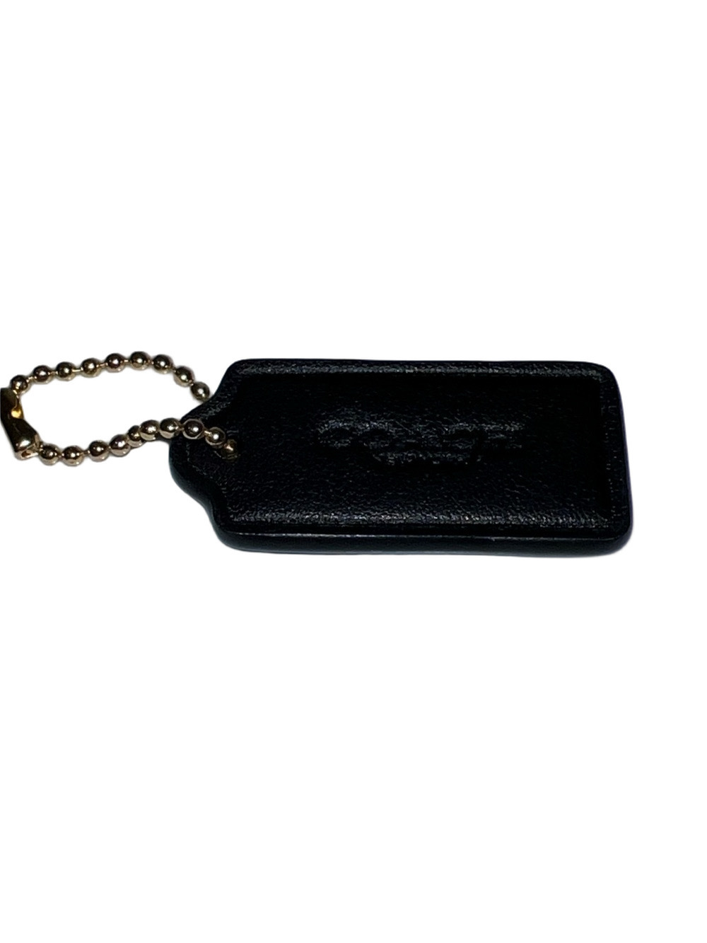 Coach Black Leather Hangtag with Gold Ball Chain